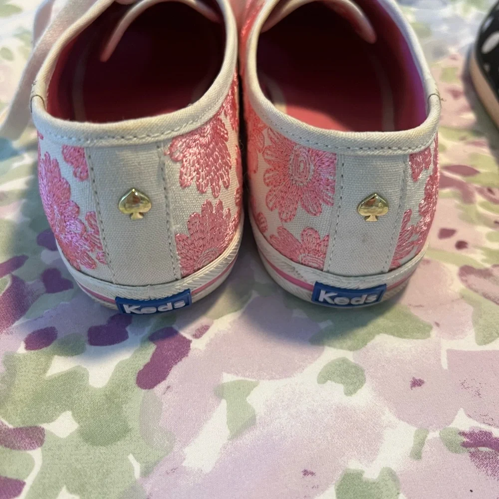 Kate Spade Pink Floral Cream Sneakers - Picture 2 of 2